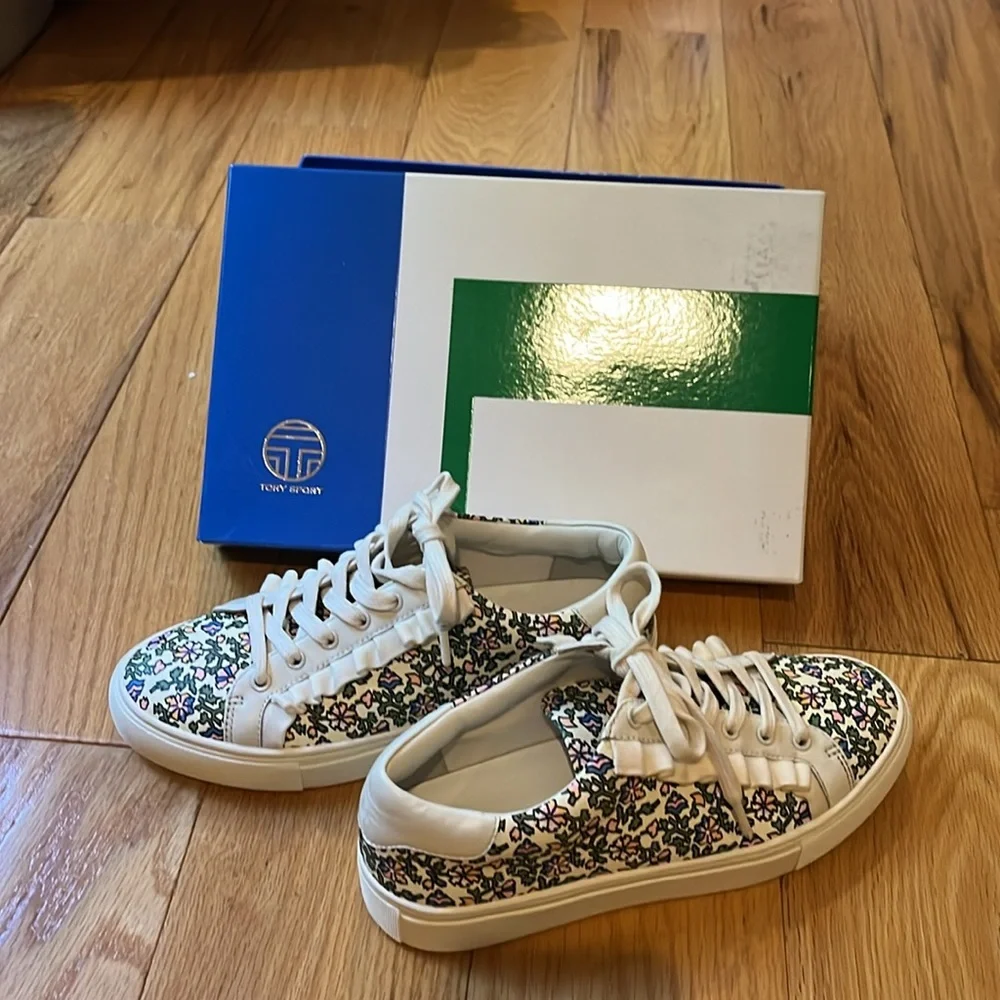 Tory burch Tory Sport floral Ruffle Leather Sneakers shoes